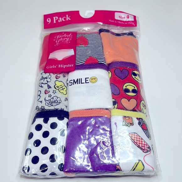 9 Pack, Girls’ Hipsters, New Opened Package - Picture 1 of 5